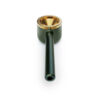 Vessel Pipe in Emerald and Brass showing the sleek modern design and durable metal build.