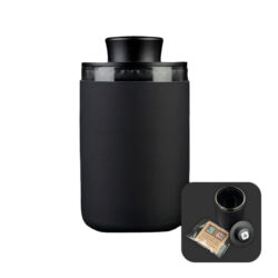 Arizer black herb jar with airtight seal and removable glass chamber storage