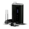 Arizer Go SRT vaporizer displayed with glass mouthpiece and herb loading parts