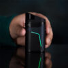 Rear and side view showing the compact shape of the black Ghost 2 vaporizer
