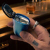 Open blue DaVinci IQ Core showing the glass-lined herb oven