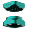 Open KRUSH KUBE 2.0 emerald green grinder showing the teeth and chamber