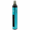 Angled profile of the blue XMax V4 Pro dry herb vaporizer with the front panel visible