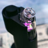Close-up of Dr. Dabber Switch GO glass mouthpiece and illuminated chamber