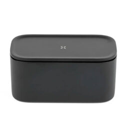 Closed black PAX Large Stash Jar with aluminium construction for airtight and discreet dry herb storage