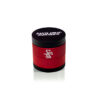 Red and black Santa Cruz Shredder Split Series Medium grinder in its closed form